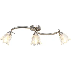 Verlichting*vidaXL Plafondlamp met glazen tulpvormige kappen 3xE14 transparant