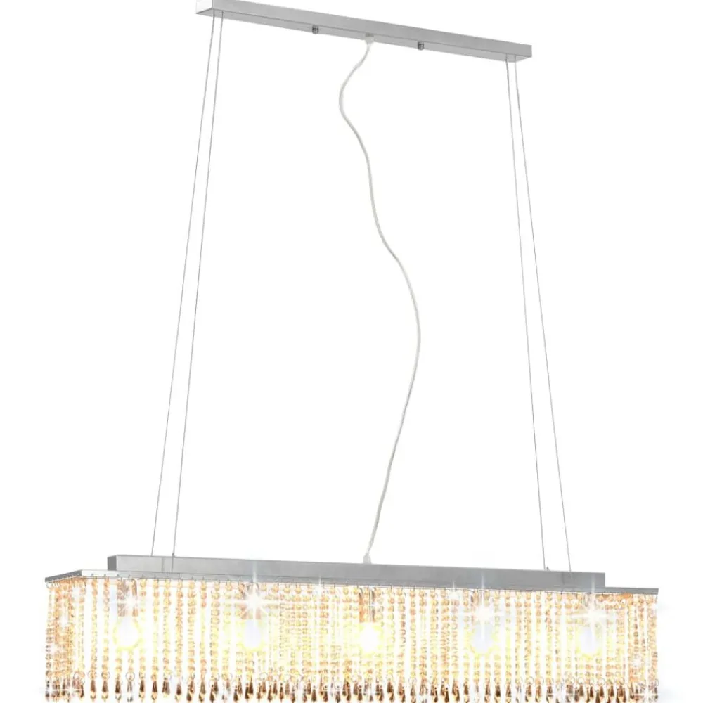 Plafondlamp met kristallen kralen 104 cm zilverkleurig>vidaXL Best