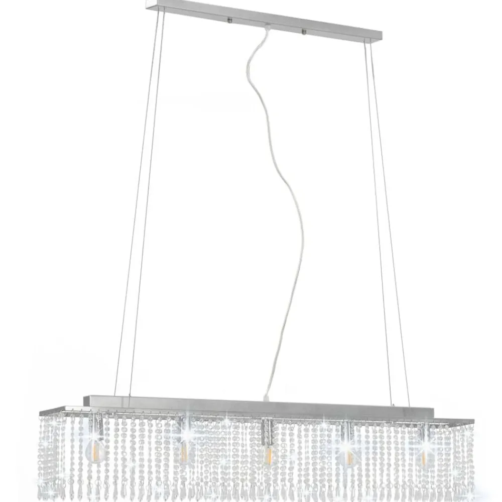 Plafondlamp met kristallen kralen 104 cm zilverkleurig>vidaXL Best
