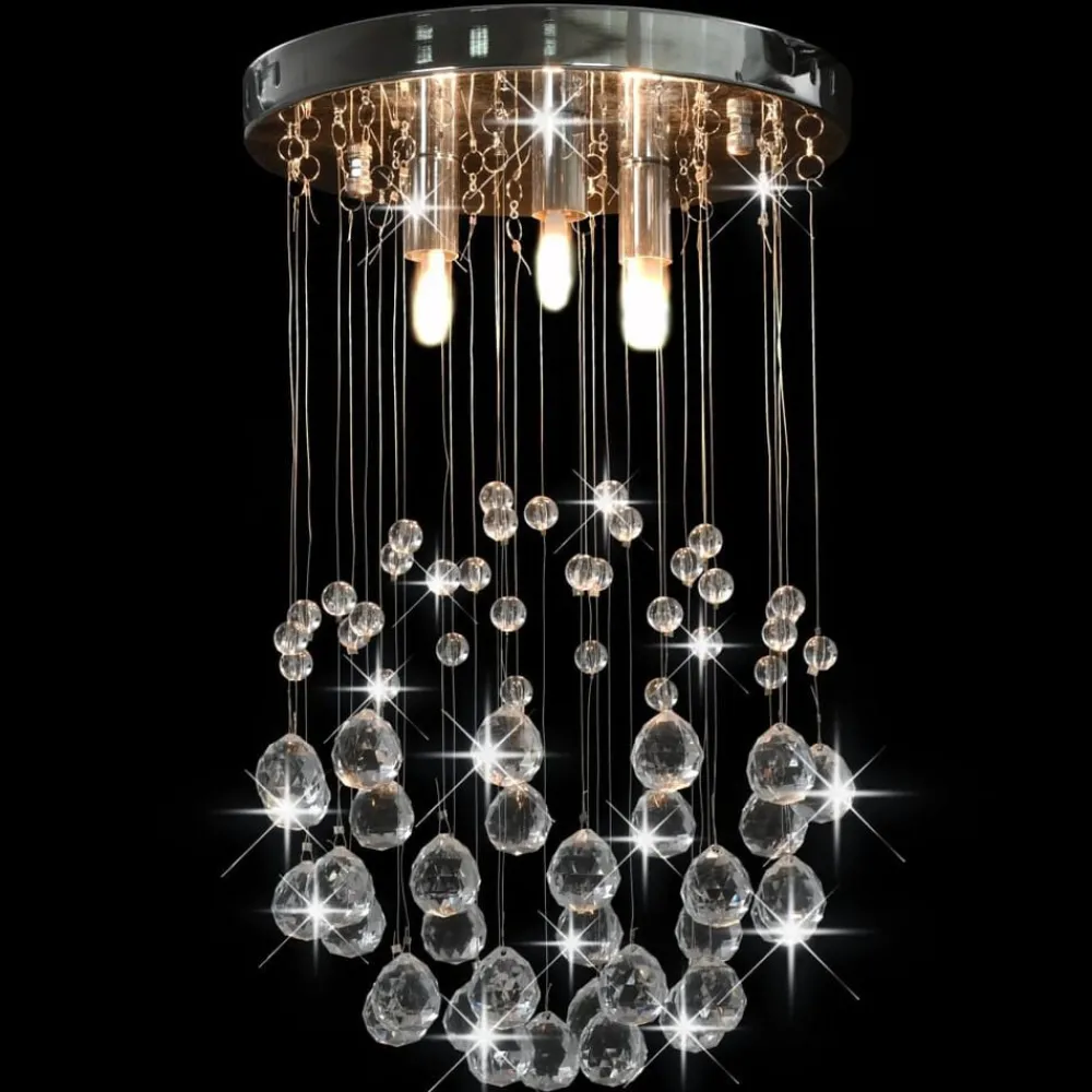Plafondlamp met kristallen kralen rond 3xG9 zilverkleurig>vidaXL New