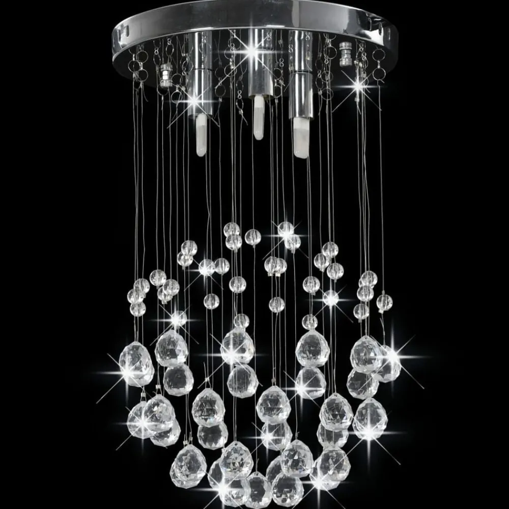 Plafondlamp met kristallen kralen rond 3xG9 zilverkleurig>vidaXL New