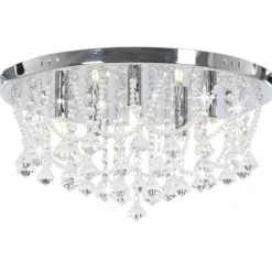 Plafondlamp met kristallen kralen rond 4xG9 zilverkleurig>vidaXL Hot