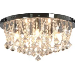 Plafondlamp met kristallen kralen rond 4xG9 zilverkleurig>vidaXL Hot
