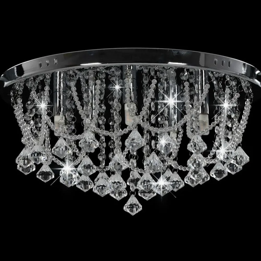 Plafondlamp met kristallen kralen rond 4xG9 zilverkleurig>vidaXL Hot