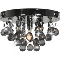 Verlichting*vidaXL Plafondlamp met smoky kralen rond G9 Zwart