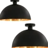 Verlichting*vidaXL Plafondlampen 2 st halfrond E27 zwart en goudkleurig