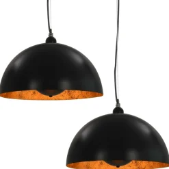 Verlichting*vidaXL Plafondlampen 2 st halfrond E27 40 cm zwart en goudkleurig