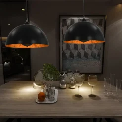 Verlichting*vidaXL Plafondlampen 2 st halfrond E27 40 cm zwart en goudkleurig