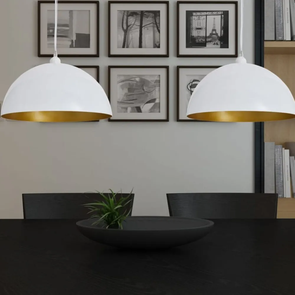 Verlichting*vidaXL Plafondlampen in hoogte verstelbaar halfrond 2 st Wit