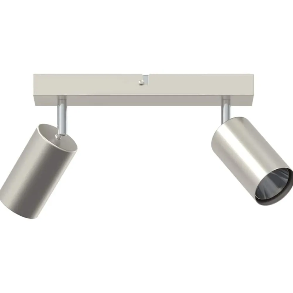 Verlichting*vidaXL Plafondspot met schijnwerpers Nikkel 26 x 6 x 16 cm Metaal Geborsteld nikkel