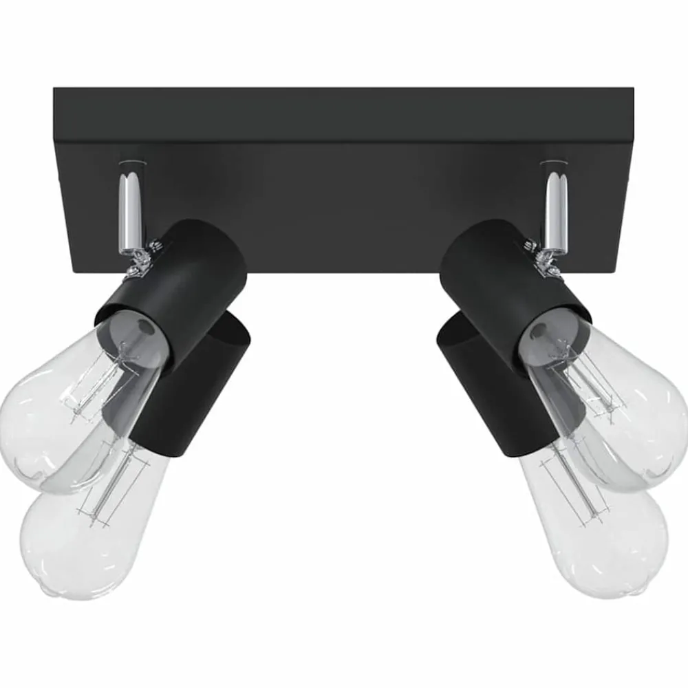 Verlichting*vidaXL Plafondspot met schijnwerpers 26,5 x 26 x 11,5 cm Metaal Zwart