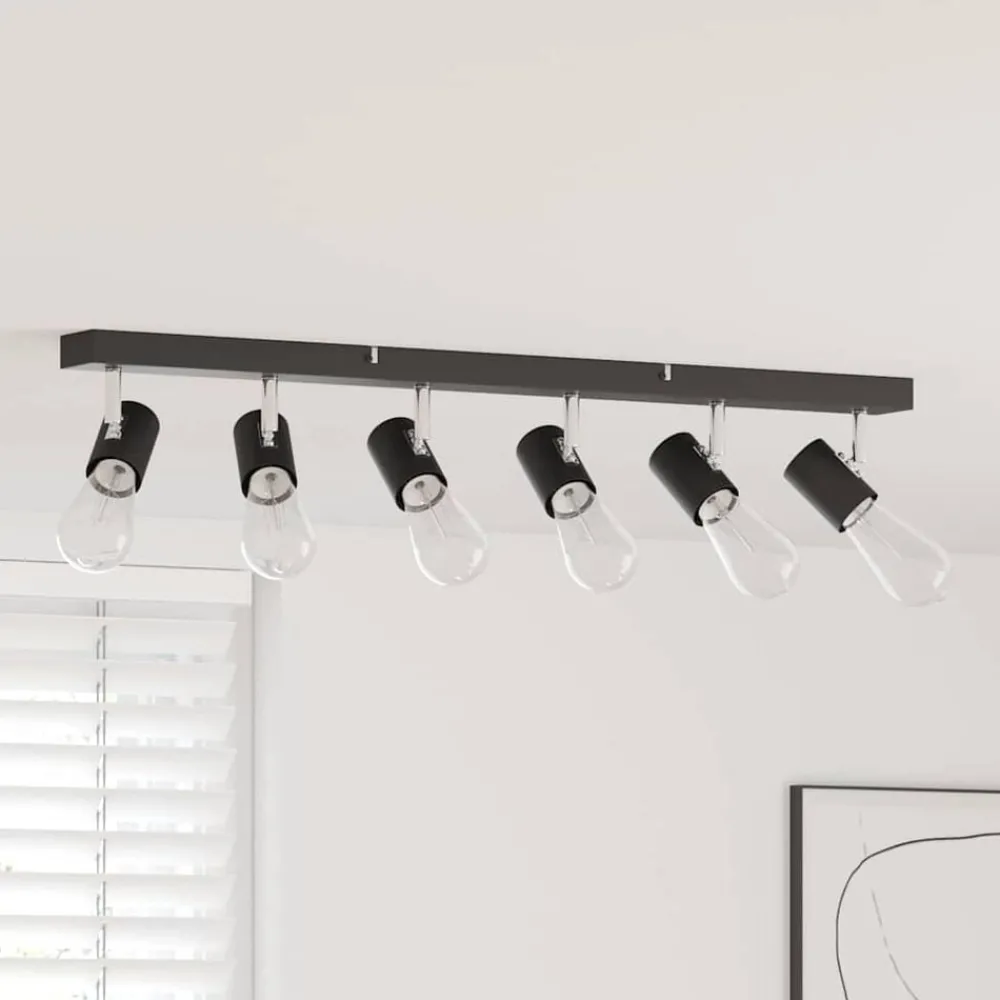 Verlichting*vidaXL Plafondspot met schijnwerpers 73 x 6,5 x 11,5 cm Metaal Zwart
