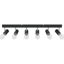 Verlichting*vidaXL Plafondspot met schijnwerpers 73 x 6,5 x 11,5 cm Metaal Zwart