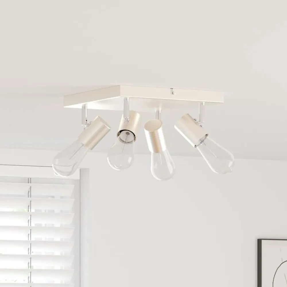 Verlichting*vidaXL Plafondspot met schijnwerpers Nikkel 26,5 x 26 x 11,5 cm Metaal Geborsteld nikkel