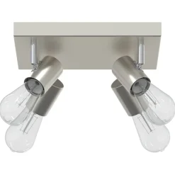Verlichting*vidaXL Plafondspot met schijnwerpers Nikkel 26,5 x 26 x 11,5 cm Metaal Geborsteld nikkel