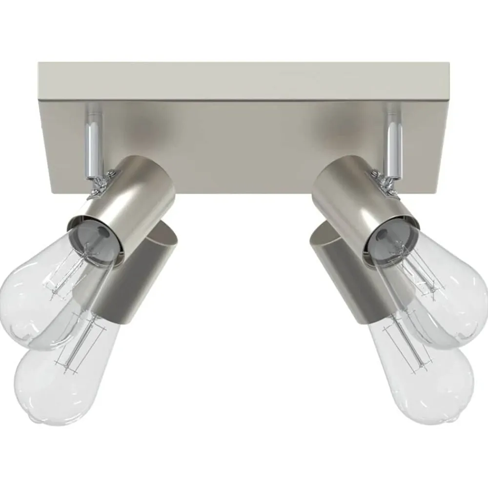 Verlichting*vidaXL Plafondspot met schijnwerpers Nikkel 26,5 x 26 x 11,5 cm Metaal Geborsteld nikkel
