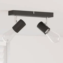 Verlichting*vidaXL Plafondspot met schijnwerpers 26 x 6,5 x 11,5 cm Metaal Zwart