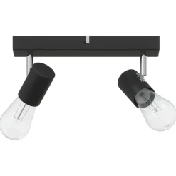 Verlichting*vidaXL Plafondspot met schijnwerpers 26 x 6,5 x 11,5 cm Metaal Zwart