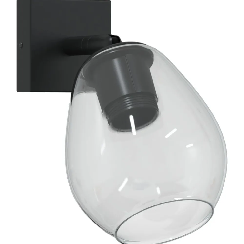 Plafondspot Zwart 13 x 13 x 26 cm Glas en Metaal>vidaXL