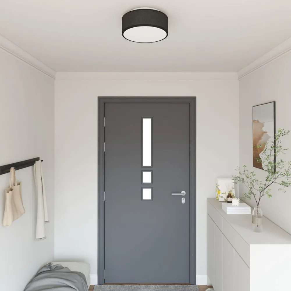 Verlichting*vidaXL Plafonnière met schijnwerpers 30 x 30 x 13,5 cm Stof Zwart