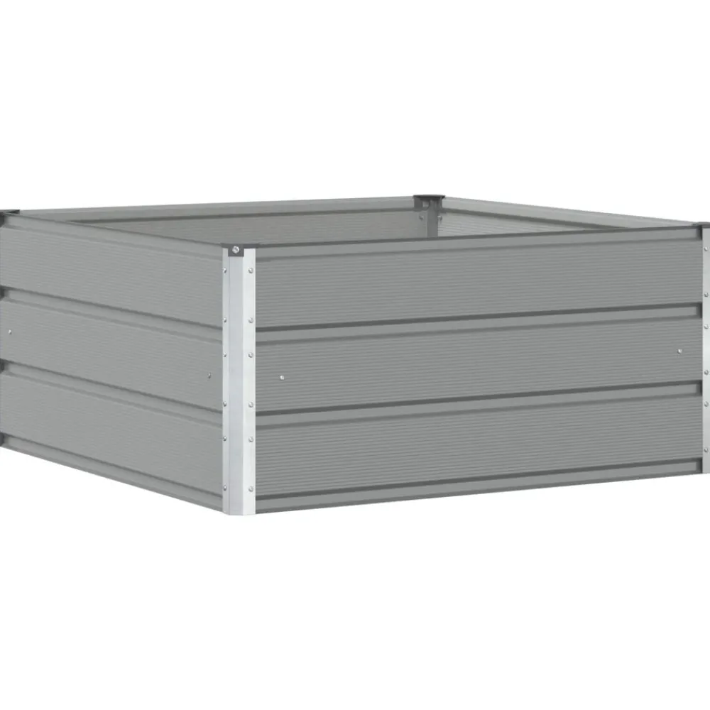 Tuin & Gazon*vidaXL Plantenbak 100 x 100 x 45 cm Staal Lichtgrijs