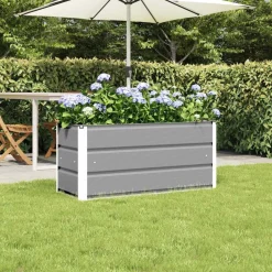 Tuin & Gazon*vidaXL Plantenbak 100 x 40 x 45 cm Staal Lichtgrijs