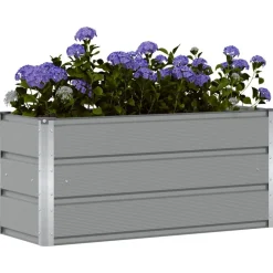 Tuin & Gazon*vidaXL Plantenbak 100 x 40 x 45 cm Staal Lichtgrijs