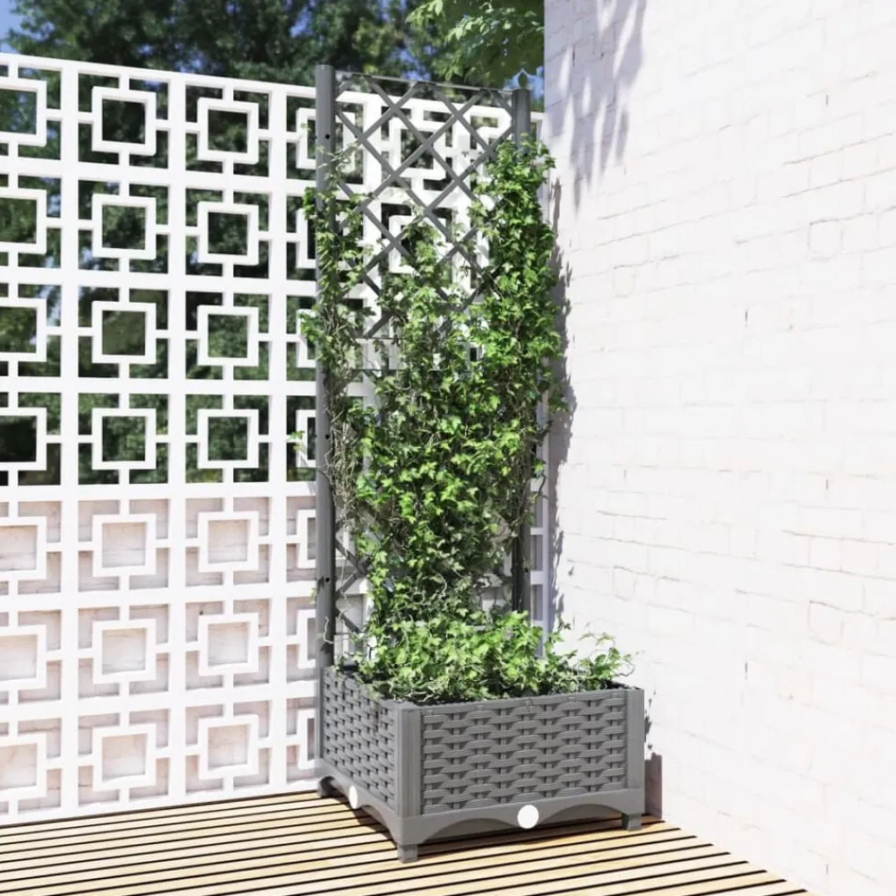Plantenbak met latwerk 40x40x121,5 cm polypropeen>vidaXL Outlet