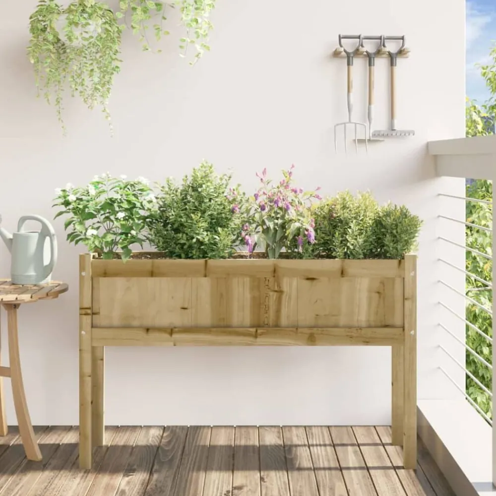 Tuin & Gazon*vidaXL Plantenbak met poten 110x31x70 cm geïmpregneerd grenenhout Naturel geïmpregneerd