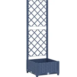 Tuin & Gazon*vidaXL Plantenbak met trellis 40x40x121,5 cm PP Blauwgrijs