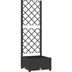 Tuin & Gazon*vidaXL Plantenbak met trellis 40x40x121,5 cm PP Zwart