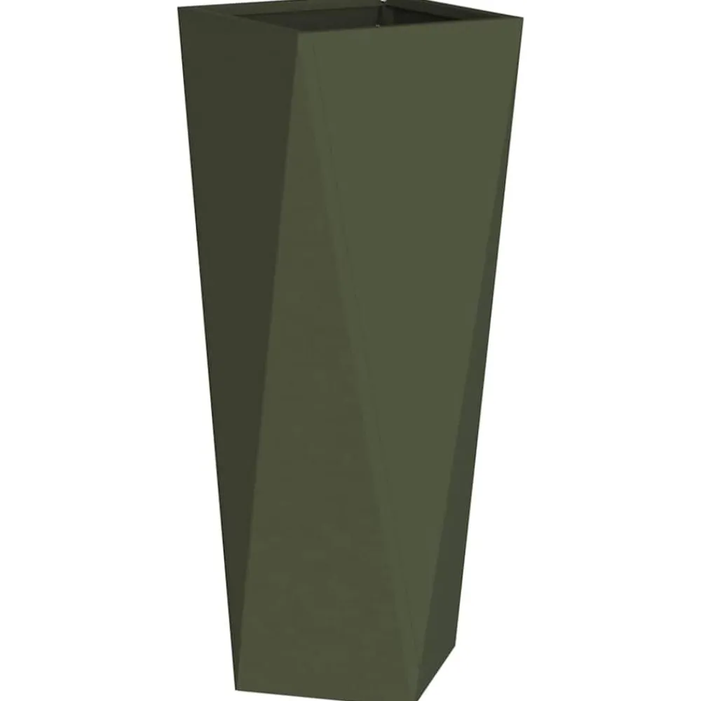 Tuin & Gazon*vidaXL Plantenbak Olijf Groen 30 x 30 x 75 cm Staal Olijfgroen