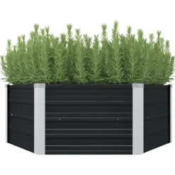 Tuin & Gazon*vidaXL Plantenbak verhoogd 129x129x45cm gegalvaniseerd staal Antraciet