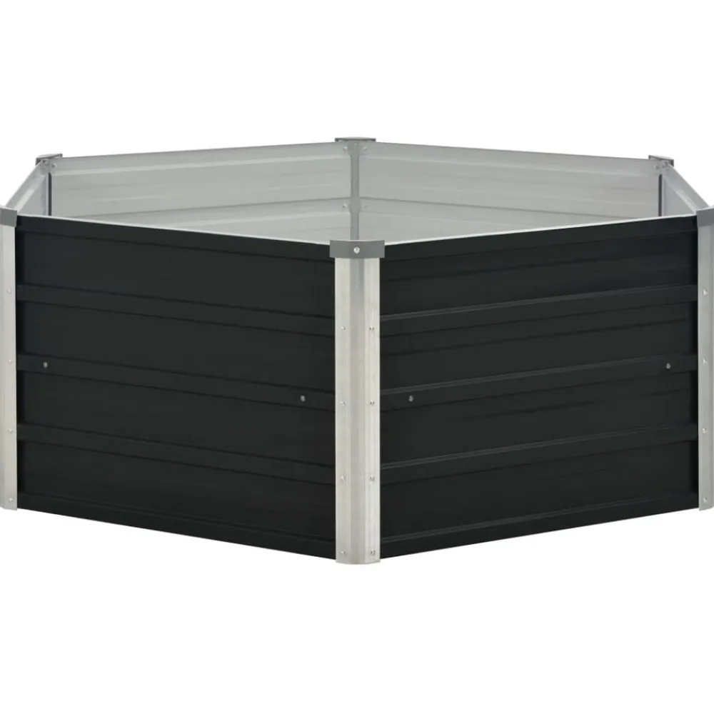 Tuin & Gazon*vidaXL Plantenbak verhoogd 129x129x45cm gegalvaniseerd staal Antraciet