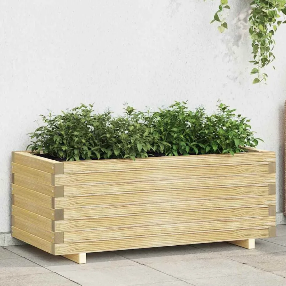 Tuin & Gazon*vidaXL Plantenbak verhoogd rechthoekig 100x50x40 cm hout Beige