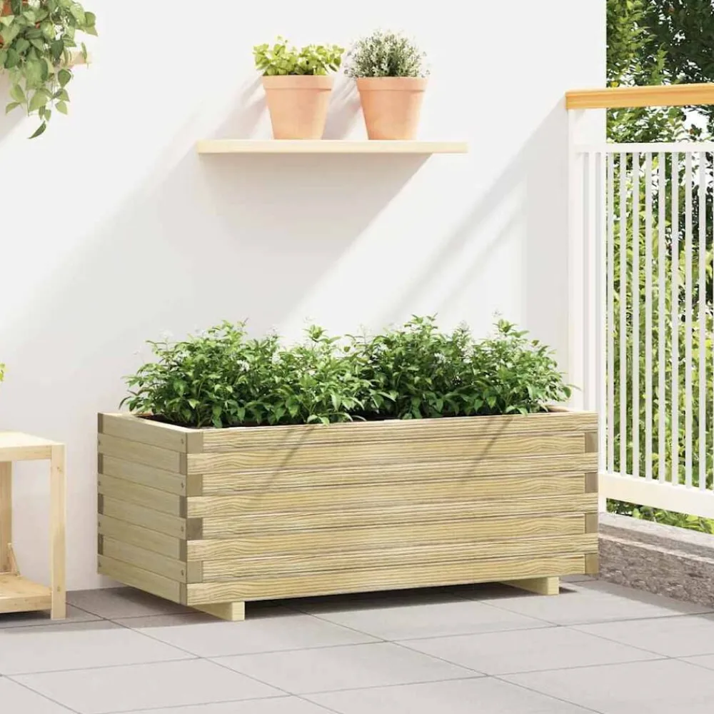 Tuin & Gazon*vidaXL Plantenbak verhoogd rechthoekig 100x50x40 cm hout Beige