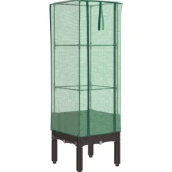 Tuin & Gazon*vidaXL Plantenbak verhoogd met kashoes 40x40x140 cm rattanlook Bruin