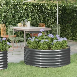 Tuin & Gazon*vidaXL Plantenbak 100x100x36 cm gegalvaniseerd staal kleurig Antraciet