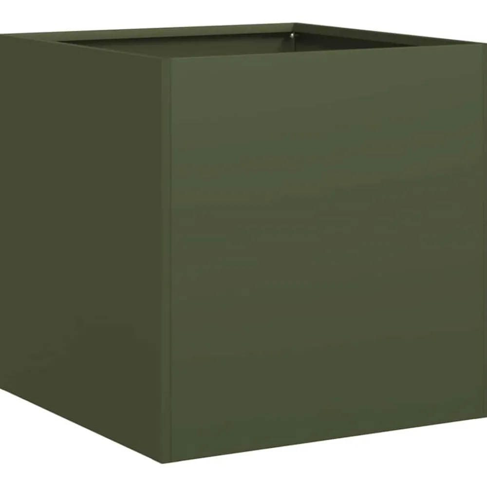 Tuin & Gazon*vidaXL Plantenbak 40x40x40 cm koudgewalst staal Olijfgroen