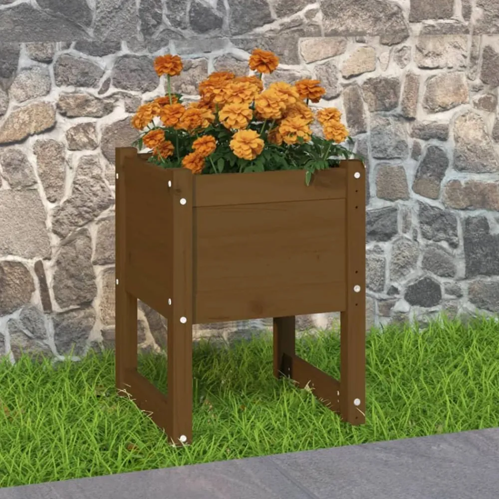 Tuin & Gazon*vidaXL Plantenbak 40x40x52,5 cm massief grenenhout Honingbruin