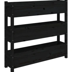 Tuin & Gazon*vidaXL Plantenbak 112x25x104,5 cm massief grenenhout Zwart