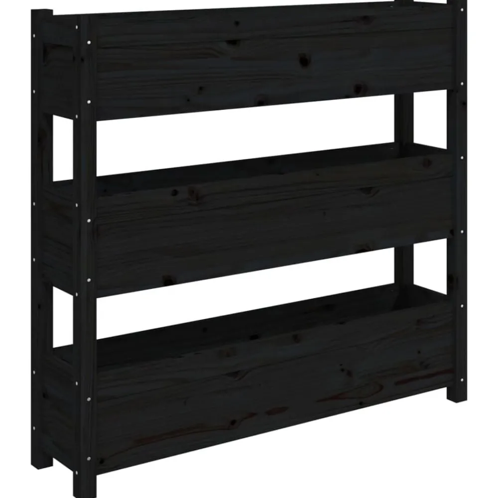 Tuin & Gazon*vidaXL Plantenbak 112x25x104,5 cm massief grenenhout Zwart