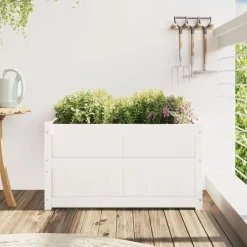 Tuin & Gazon*vidaXL Plantenbak 90x50x50 cm massief grenenhout Wit