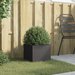 Tuin & Gazon*vidaXL Plantenbak 32x30x29 cm staal zwart Staal/Zwart