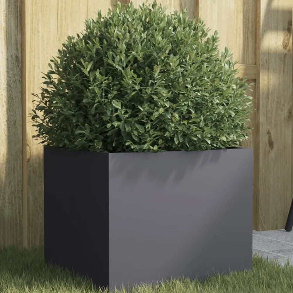 Tuin & Gazon*vidaXL Plantenbak 32x30x29 cm staal antracietkleurig Staal/Antracietkleurig