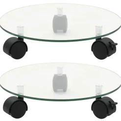 Plantenrollers rond 28 cm gehard glas 2 st>vidaXL Clearance
