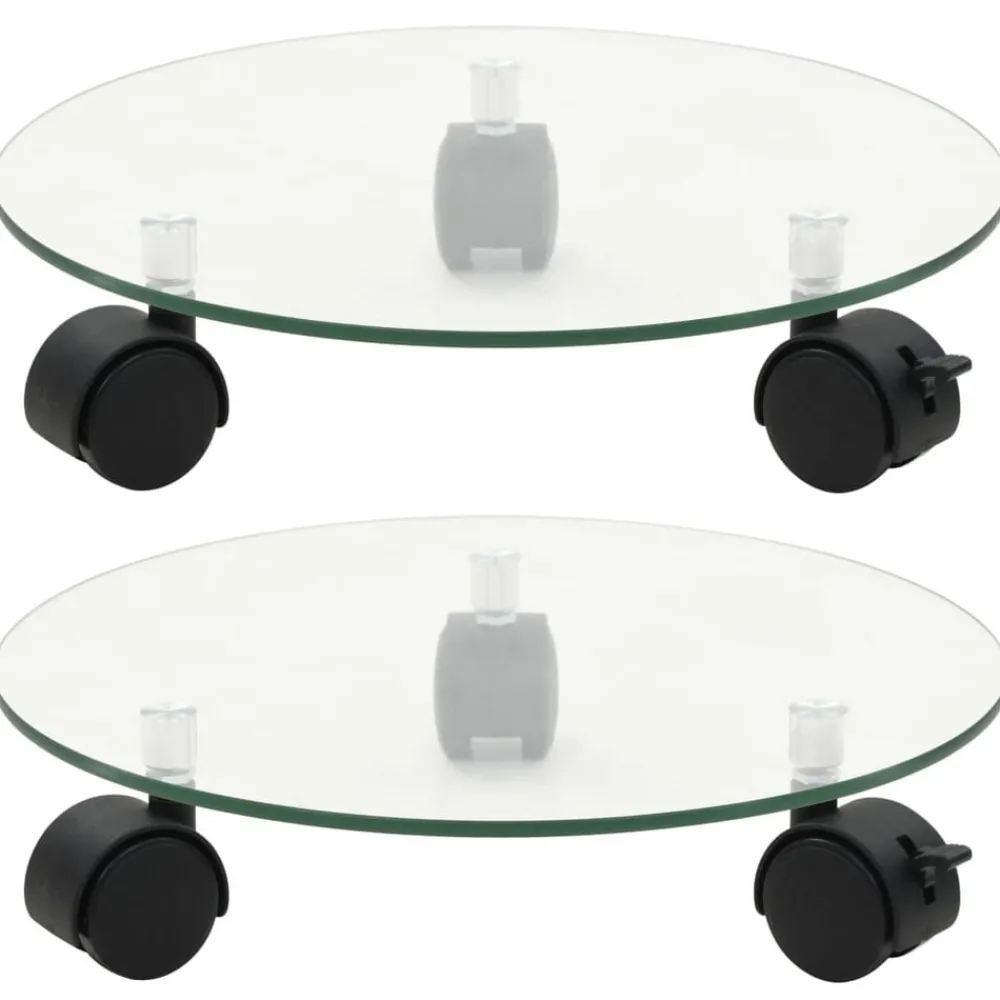 Plantenrollers rond 28 cm gehard glas 2 st>vidaXL Clearance