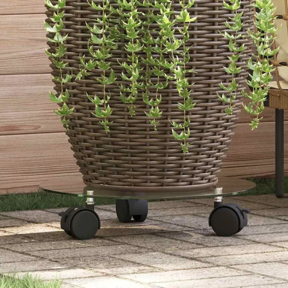 Plantenrollers rond 28 cm gehard glas 2 st>vidaXL Clearance