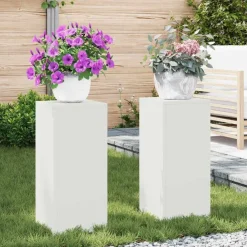 Tuin & Gazon*vidaXL Plantenstandaard 2 pcs 24 x 24 x 55 cm Staal Wit