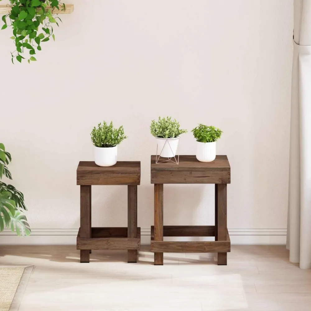 Plantenstandaard 2 pcs Bruin 70 x 11 x 27 cm Mahoniehout>vidaXL Sale